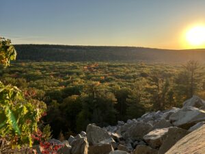 Beautiful vista from the top of a hard scramble up the boulders.